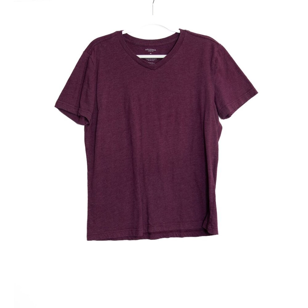 Arizona Jean Co. Mens V-Neck T-Shirt Medium Purple Short Sleeve Soft & Comfortab